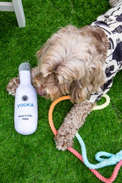 Squeaky Pawty Pups Vodka Plush Dog Toy - Glow Pups
