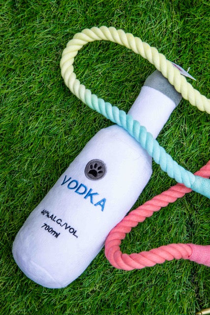 Squeaky Pawty Pups Vodka Plush Dog Toy - Glow Pups