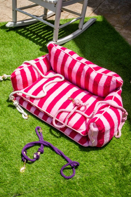 Pretty Pink Striped Dog Bed - Glow Pups