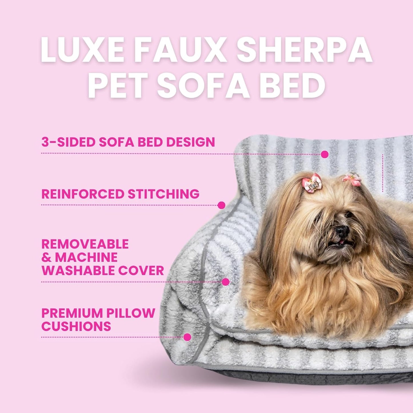 Stylish Grey and White Striped Couch Style Dog Bed