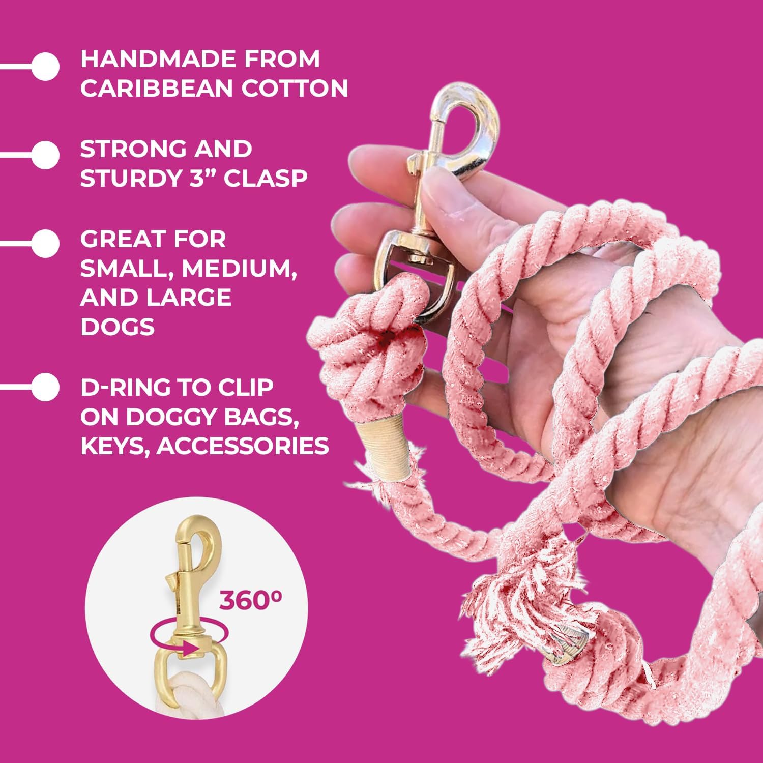 Light Pink Boho Chic Style Leash - Glow Pups