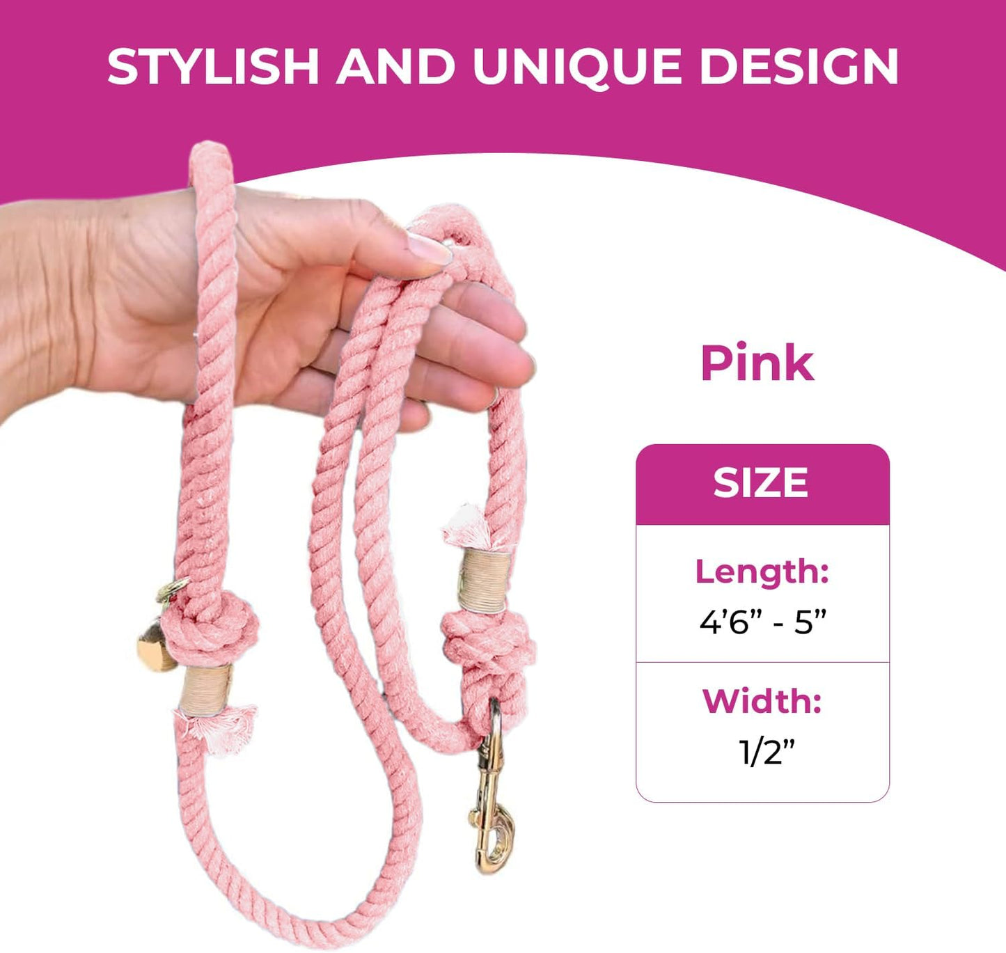 Light Pink Boho Chic Style Leash - Glow Pups