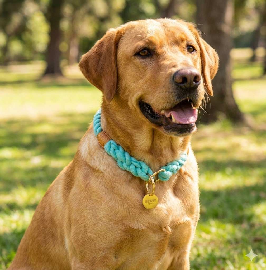 Turquoise Stylish Rope Slip Collar - Glow Pups