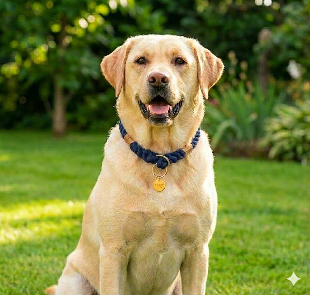 Navy Blue Stylish Rope Slip Collar - Glow Pups