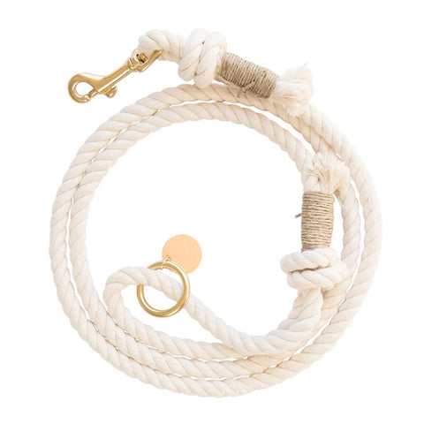 Natural White Caribbean Cotton Dog Rope Leash - Boho Chic Beach Style 🌴🐾 - Perfect for Weddings