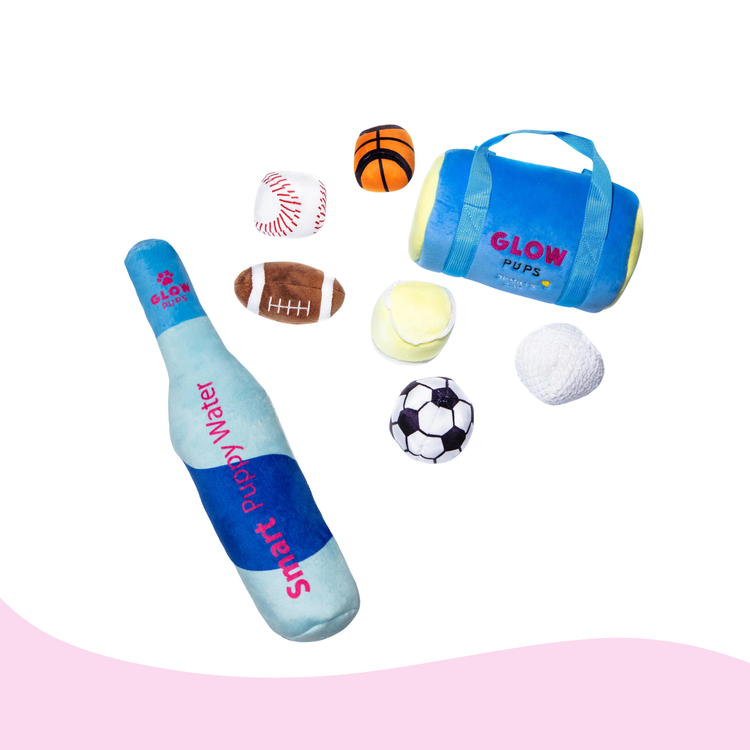 Sports themed collection of athletic gear and equipment displayed together