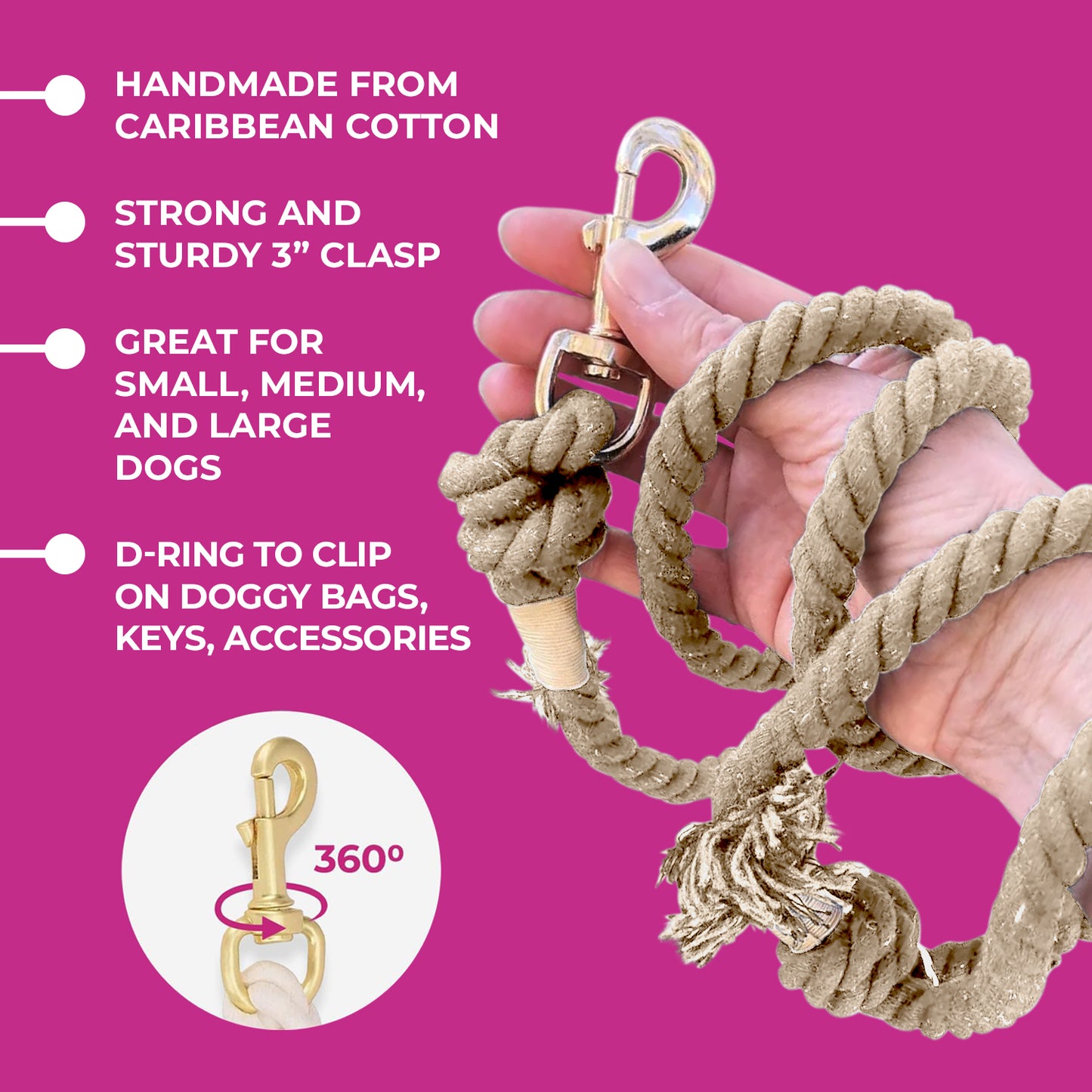 Tan Boho Chic Style Leash - Glow Pups