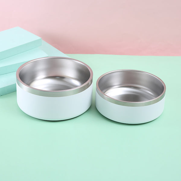Glow Pups 32oz and 64oz White Stainless Steel Insulated Dog Bowl