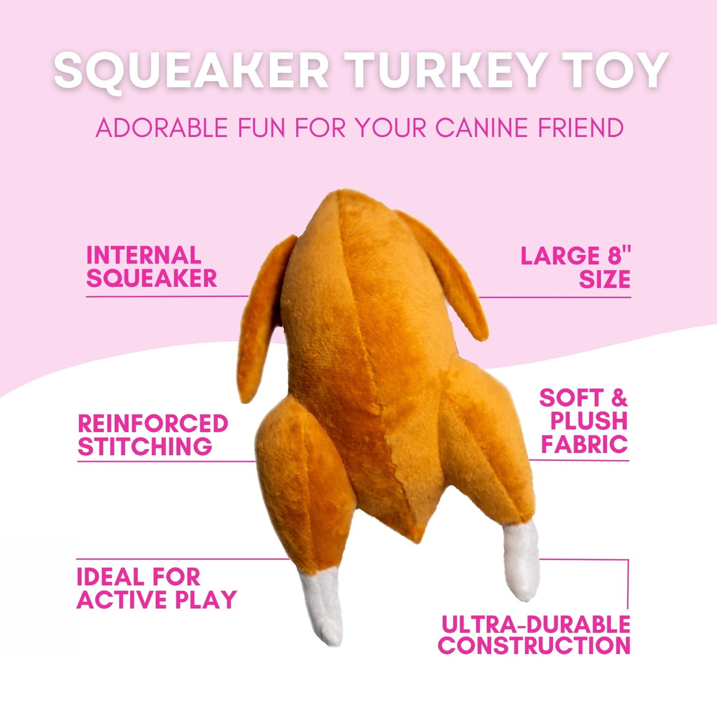 Thanksgiving Squeaky Plush Turkey Dog Toy - Glow Pups