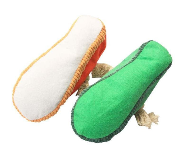 2 Pack: Shoe Dog Toy with Squeaker and Rope Laces