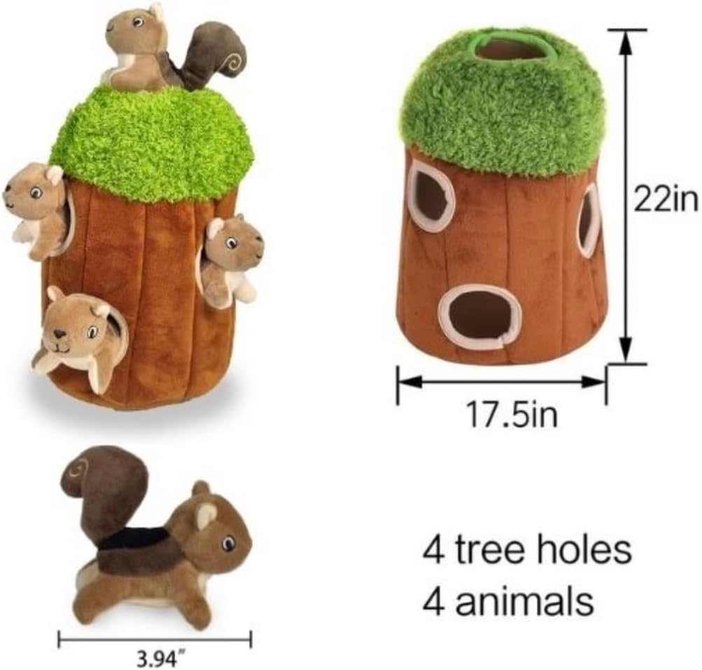 Wooded Animal in Tree Dog Toy