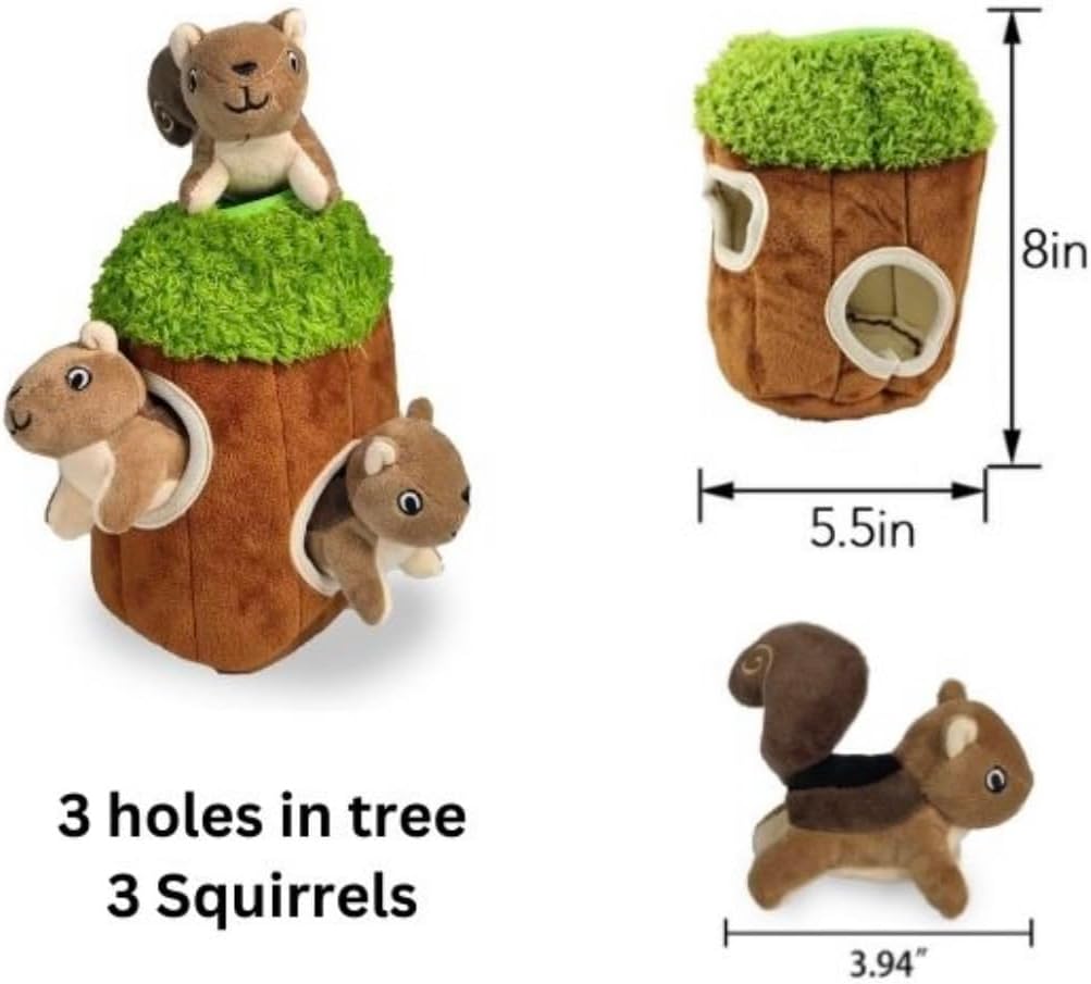 Wooded Animal in Tree Dog Toy