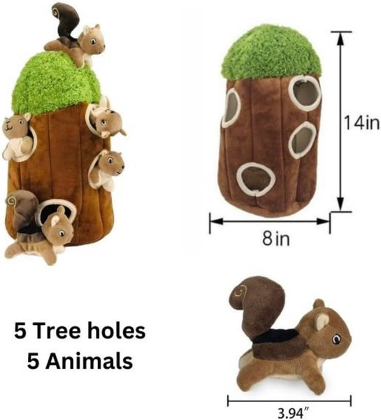 Wooded Animal in Tree Dog Toy