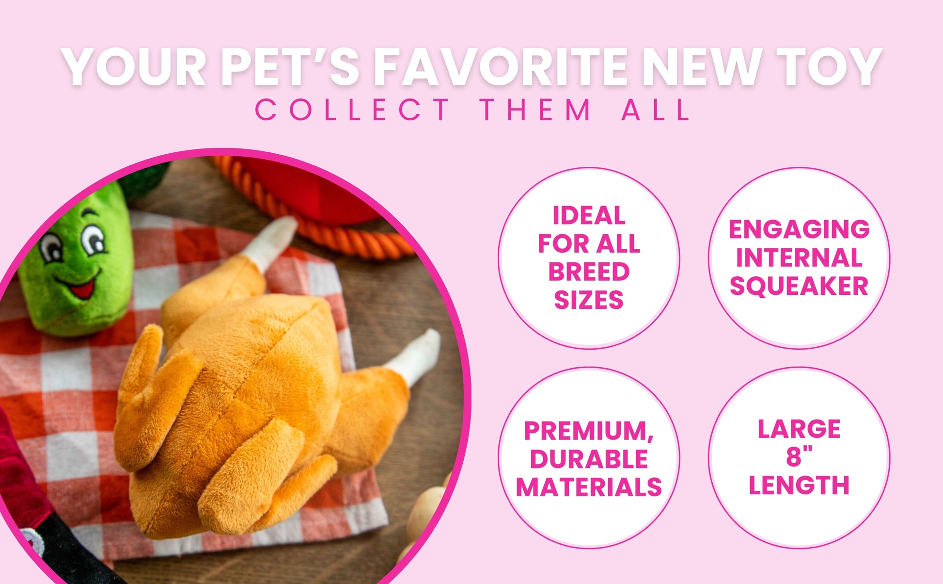 Thanksgiving Squeaky Plush Turkey Dog Toy - Glow Pups