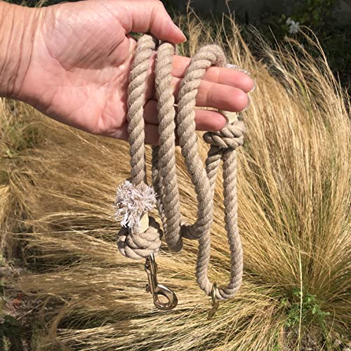 🐾 Boho Chic Beige Rope Leash with Fringe Accent & Metal Charm