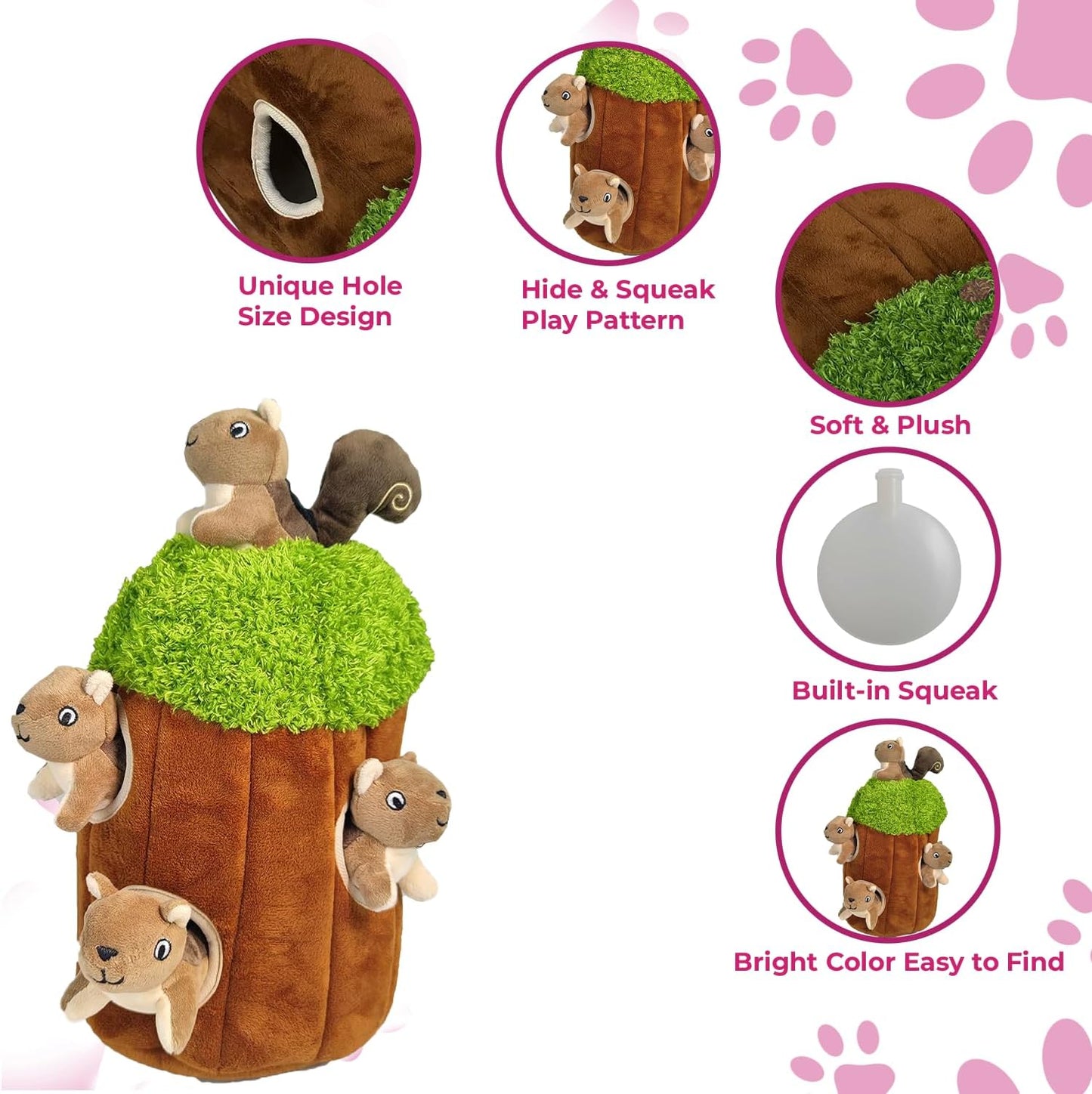 Wooded Animal in Tree Dog Toy