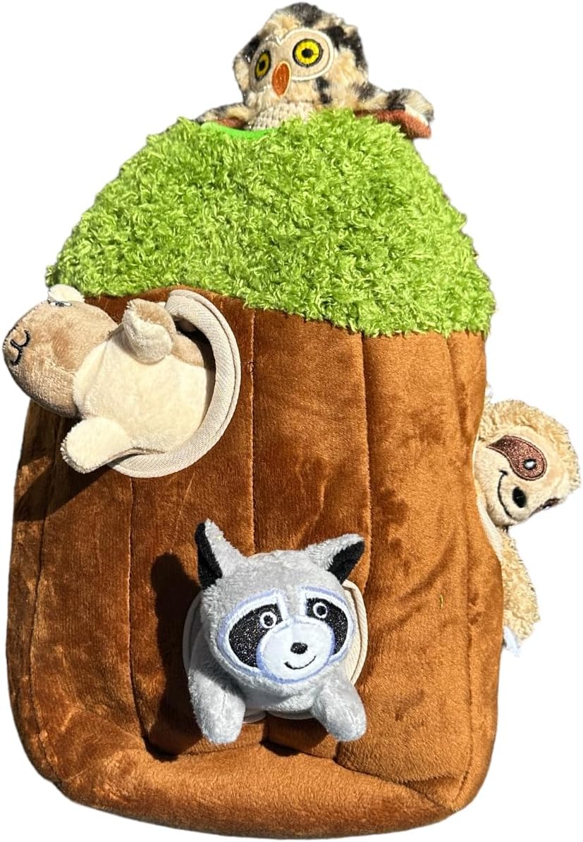 Wooded Animal in Tree Dog Toy