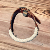 White Rope and Leather Collar - Glow Pups by Glow Pups