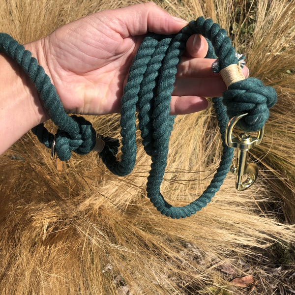 Forest Green Boho Chic Rope Leash