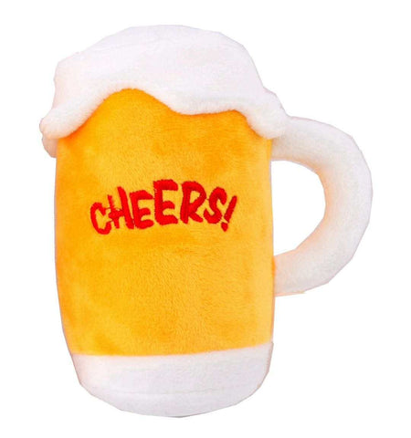 Beer Glass Plush Dog Toy with Squeaker