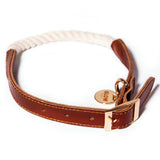White Rope and Leather Collar - Glow Pups by Glow Pups