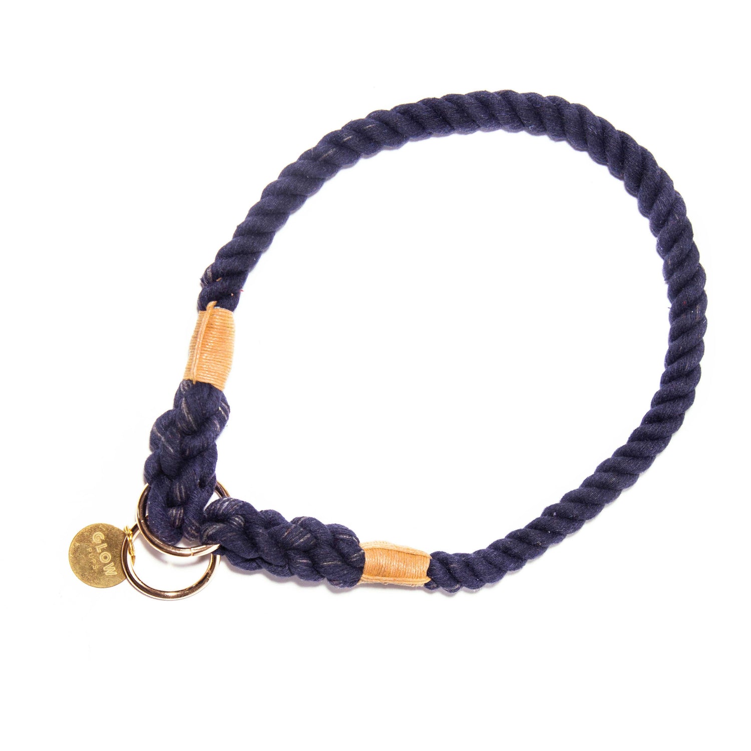 Navy Blue Stylish Rope Slip Collar - Glow Pups by Glow Pups