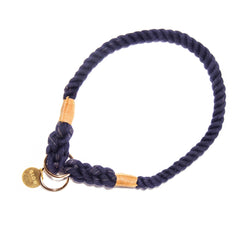 Navy Blue Stylish Rope Slip Collar - Glow Pups