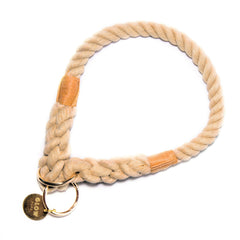 Luxury Neutral Rope Dog Collar - Glow Pups