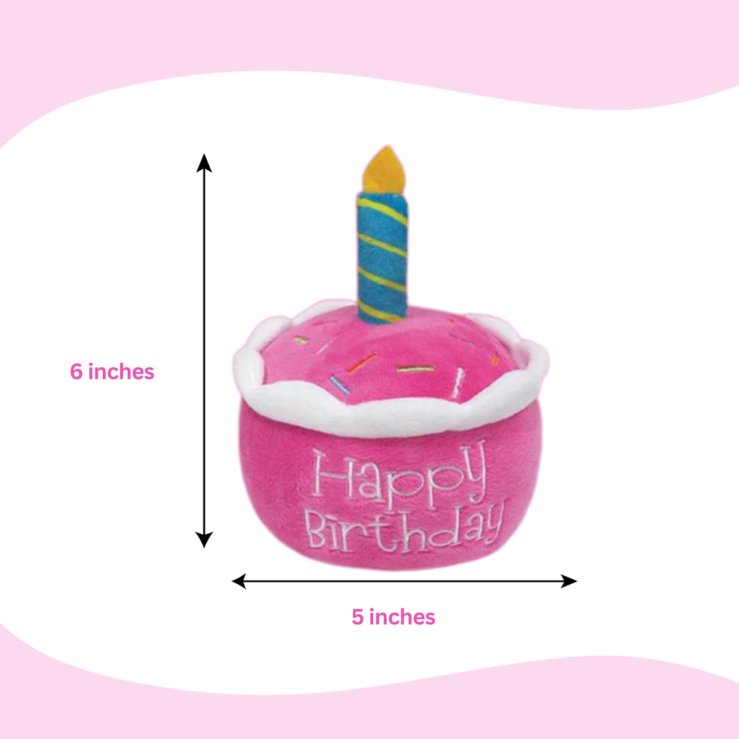 Pink Birthday Cake Plush Dog Toy - Glow Pups