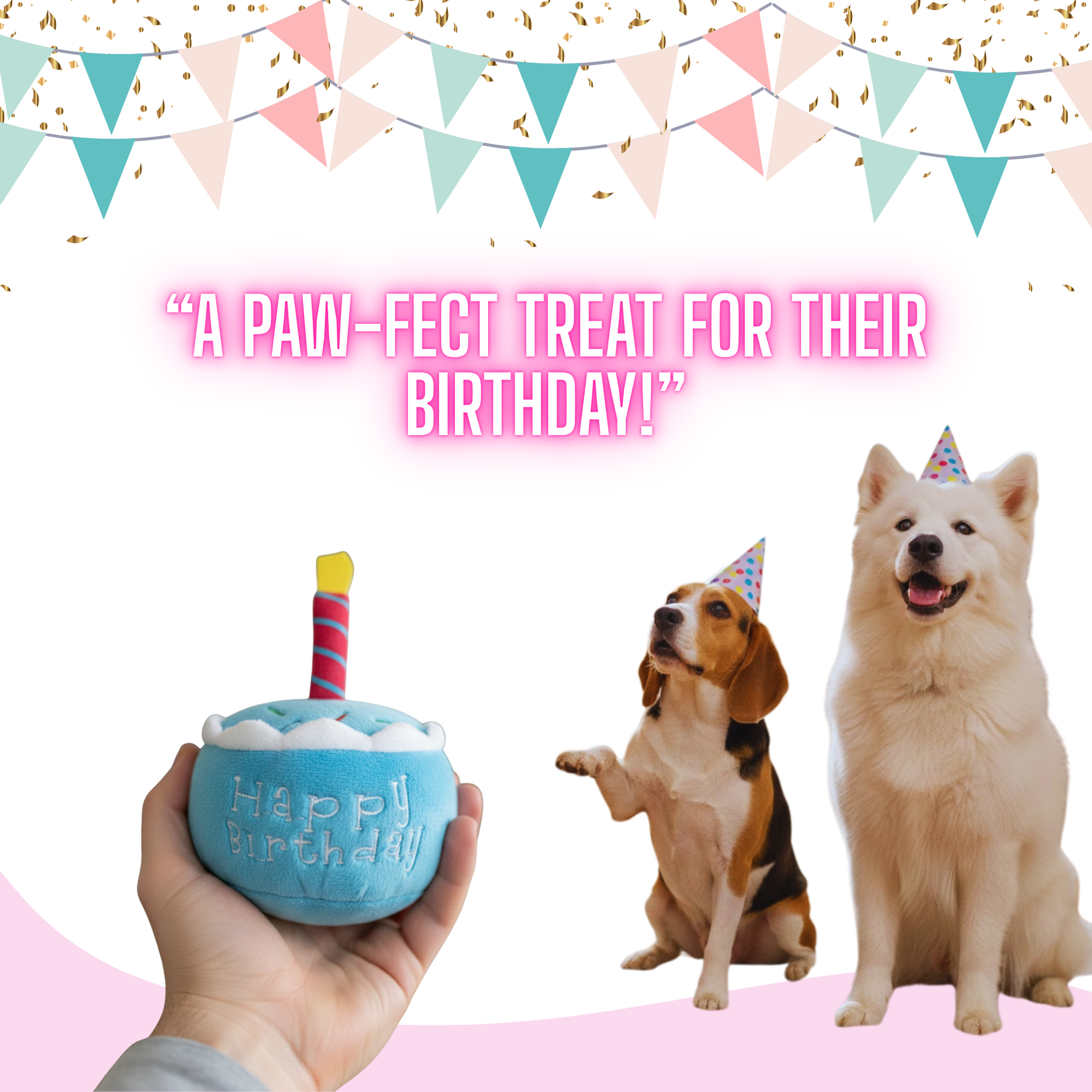 Blue Birthday Cake Plush Dog Toy - Glow Pups by Glow Pups