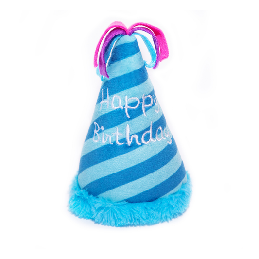 Blue Birthday Hat Squeaky Dog Toy - Glow Pups by Glow Pups