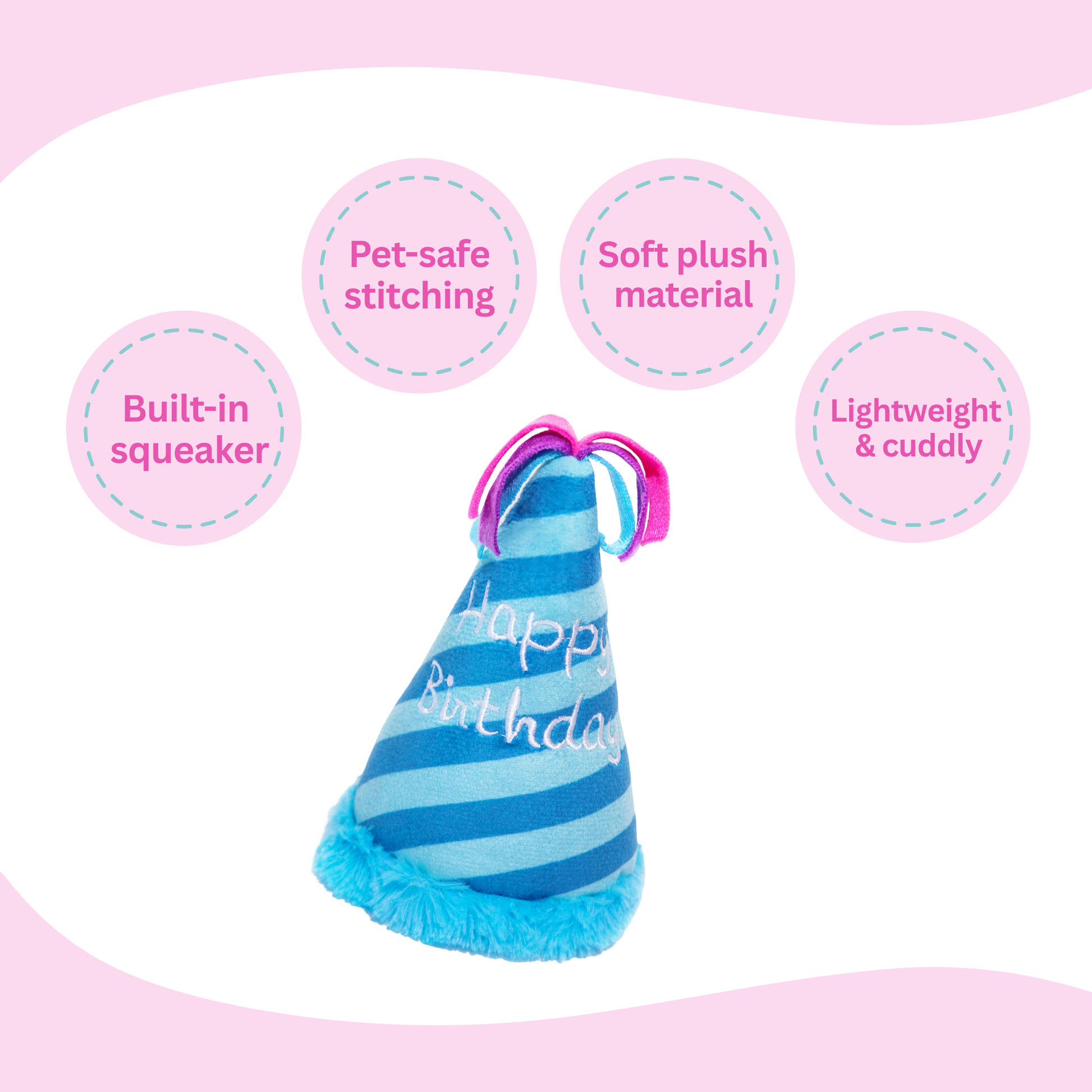 Blue Birthday Hat Squeaky Dog Toy - Glow Pups by Glow Pups