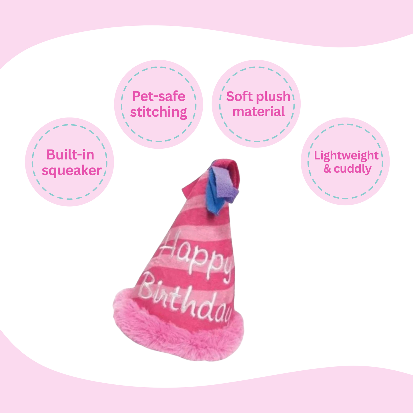 Pink Birthday Hat Squeaky Dog Toy - Glow Pups by Glow Pups