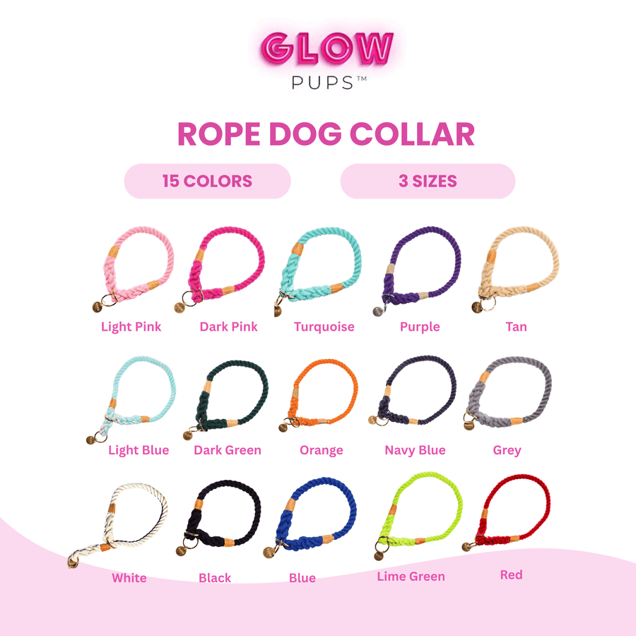 Black Stylish Rope Slip Collar - Glow Pups by Glow Pups