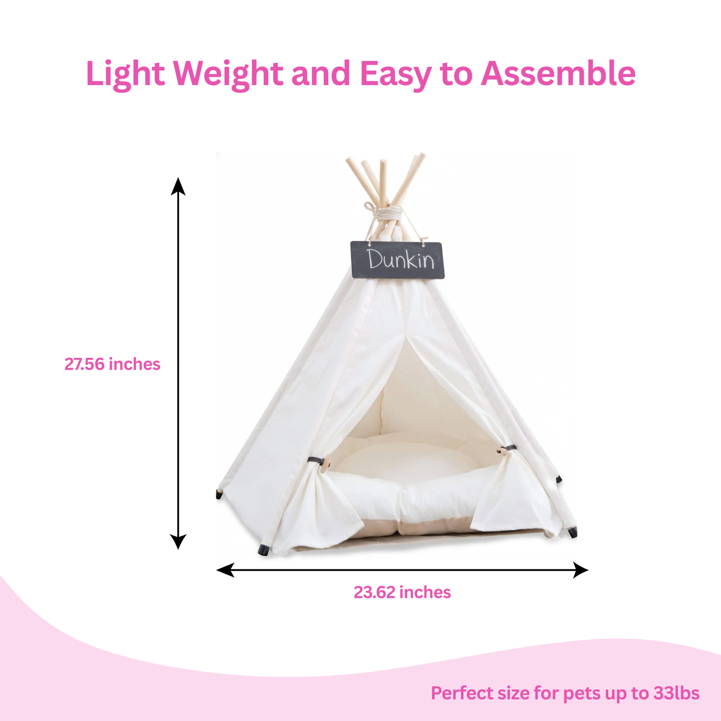 Pet Teepee Dog Bed, White - Glow Pups