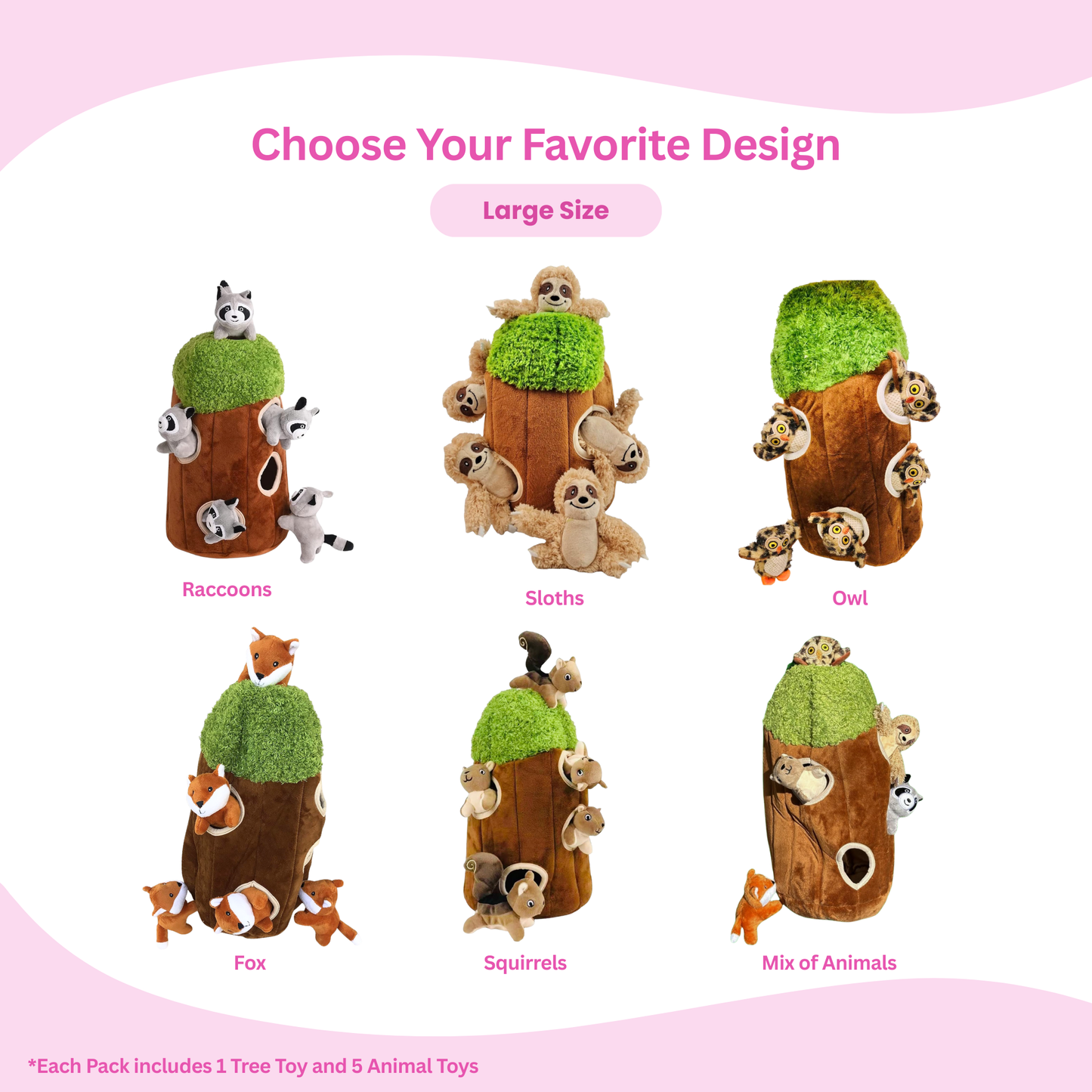 Hide and Seek Tree with Animals - Dog Toy (Different Designs and Sizes)