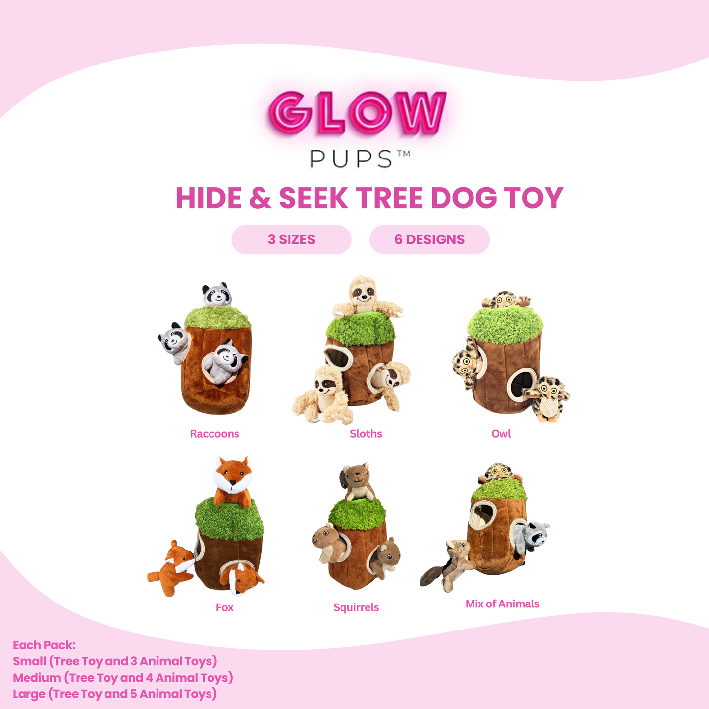 Hide and Seek Tree with Animals - Dog Toy (Different Designs and Sizes)