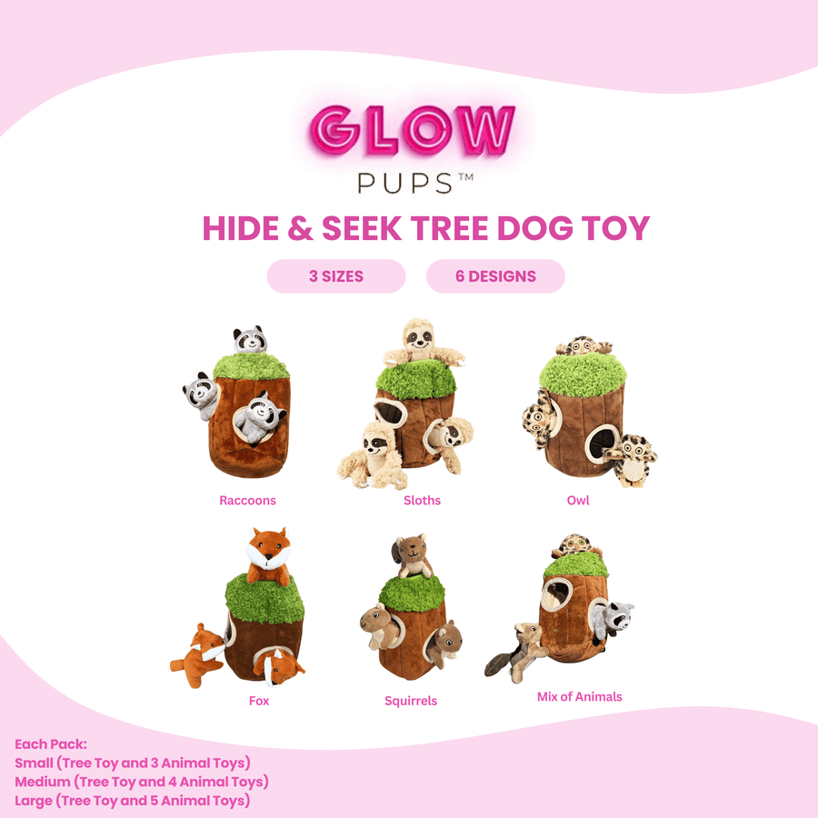 Hide and Seek Tree with Animals - Dog Toy (Different Designs and Sizes) by Glow Pups