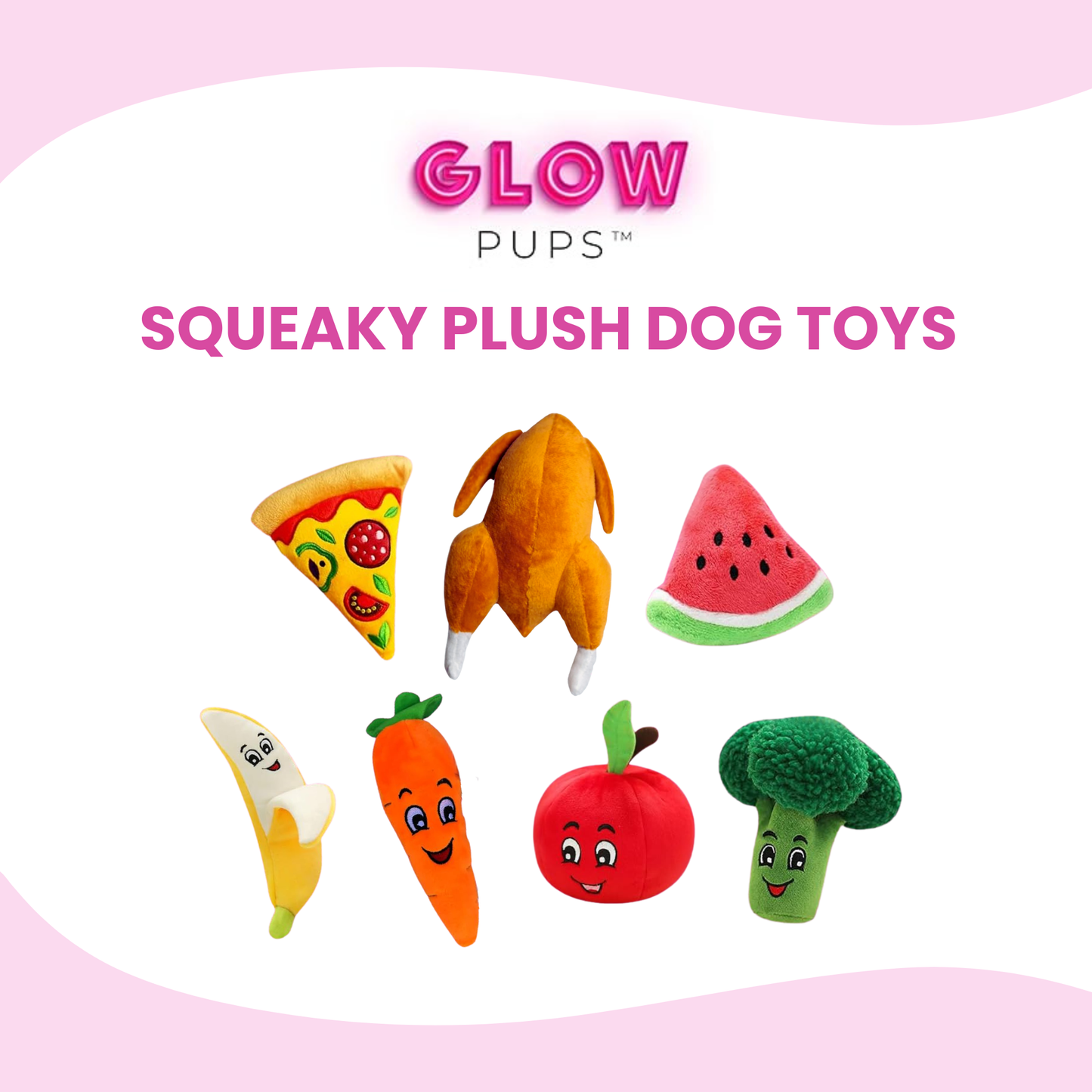 Broccoli Squeaky Dog Toy - Glow Pups