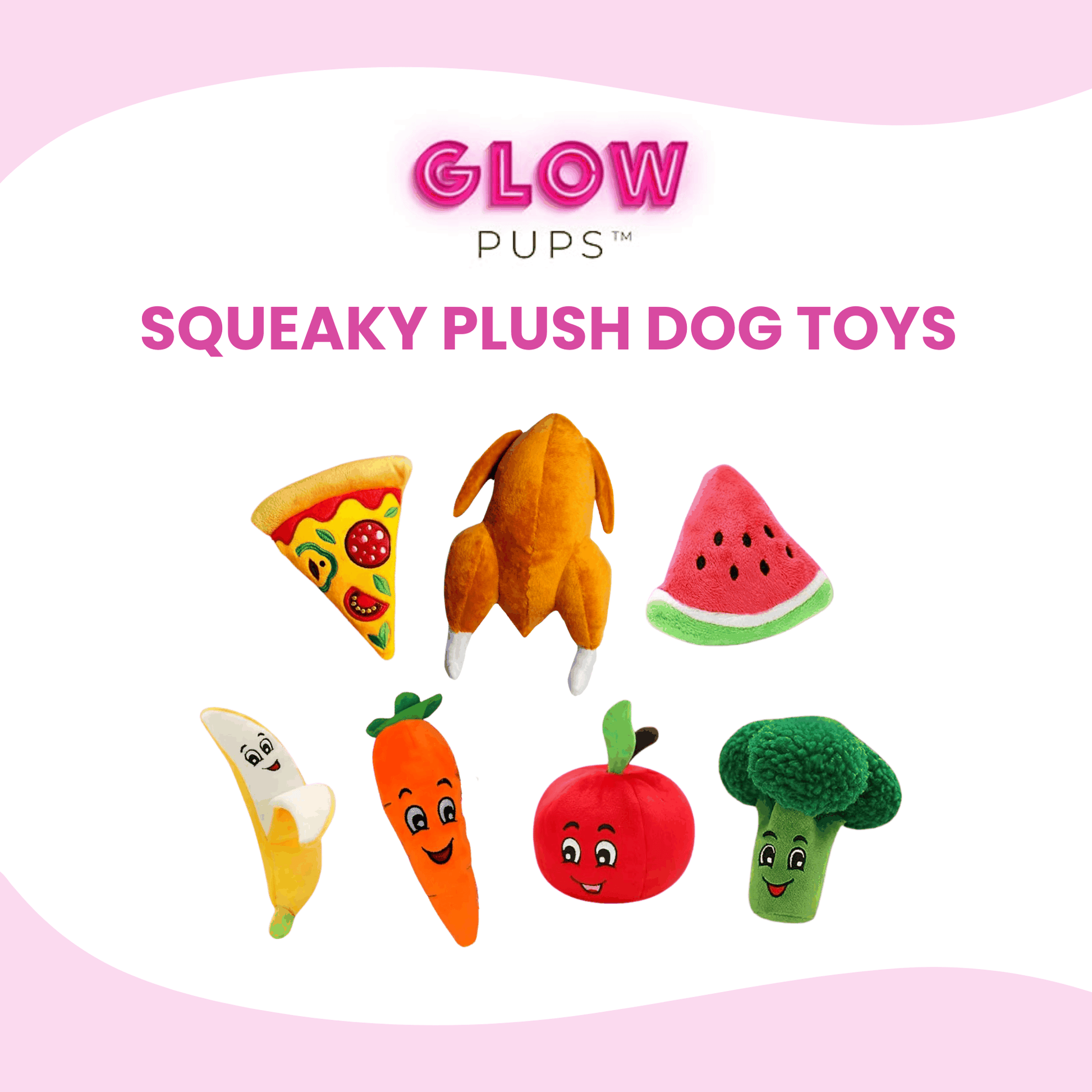 Pizza Squeaky Dog Toy 2 Packs - Glow Pups by Glow Pups