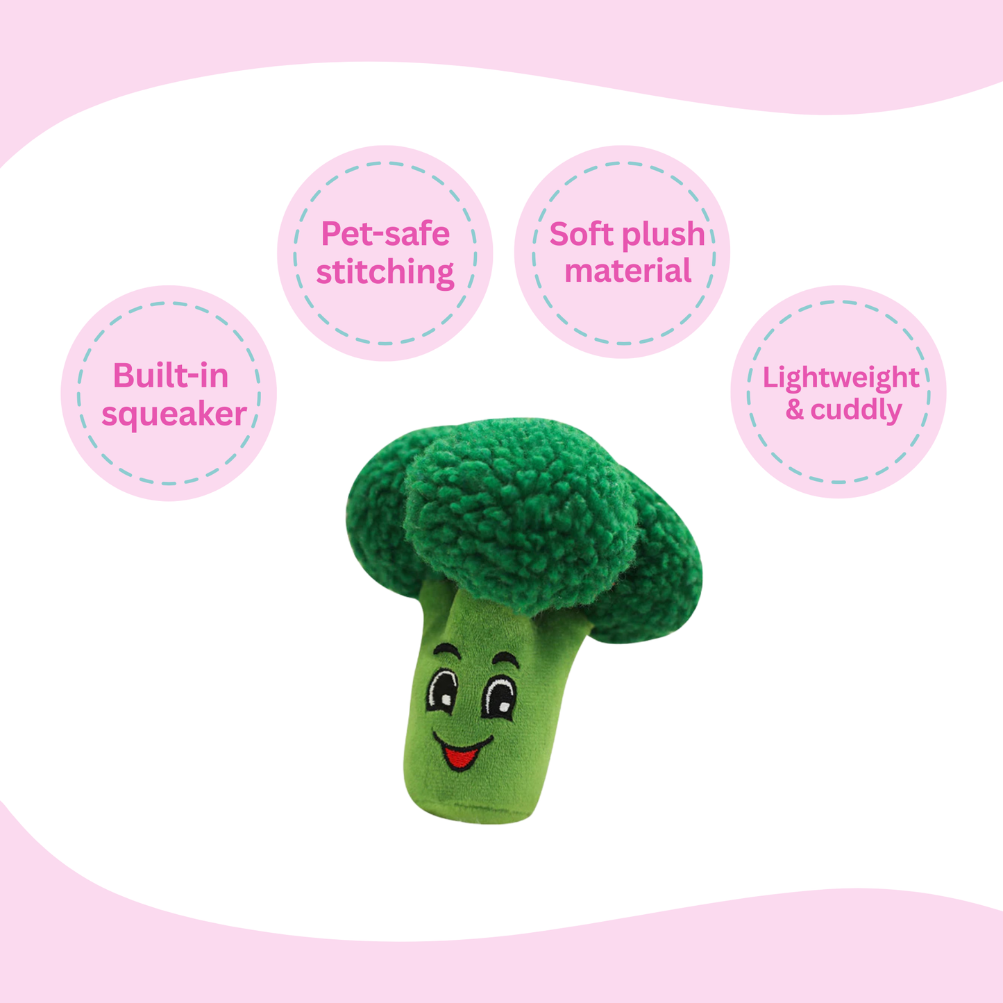 Broccoli Squeaky Dog Toy - Glow Pups