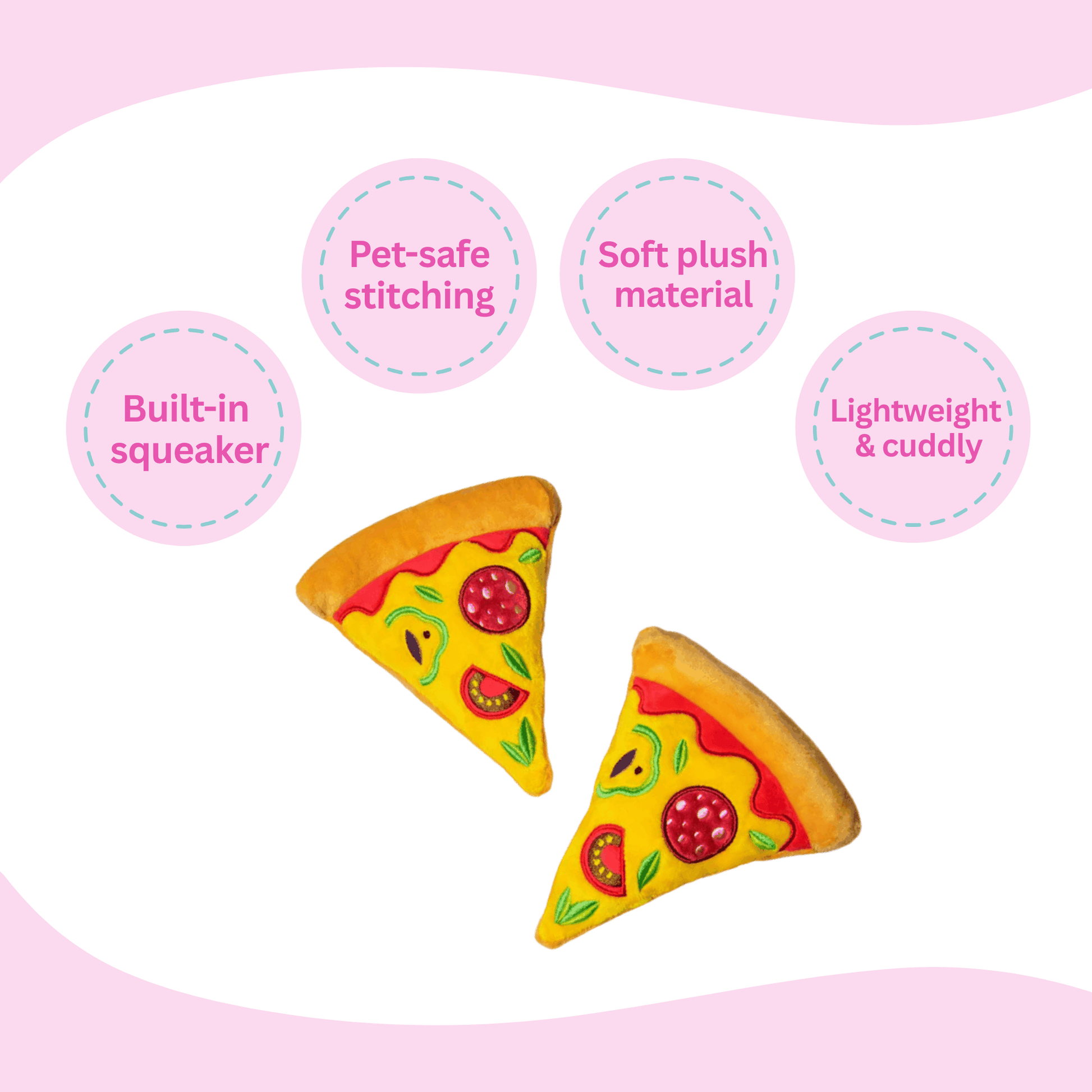 Pizza Squeaky Dog Toy 2 Packs - Glow Pups by Glow Pups