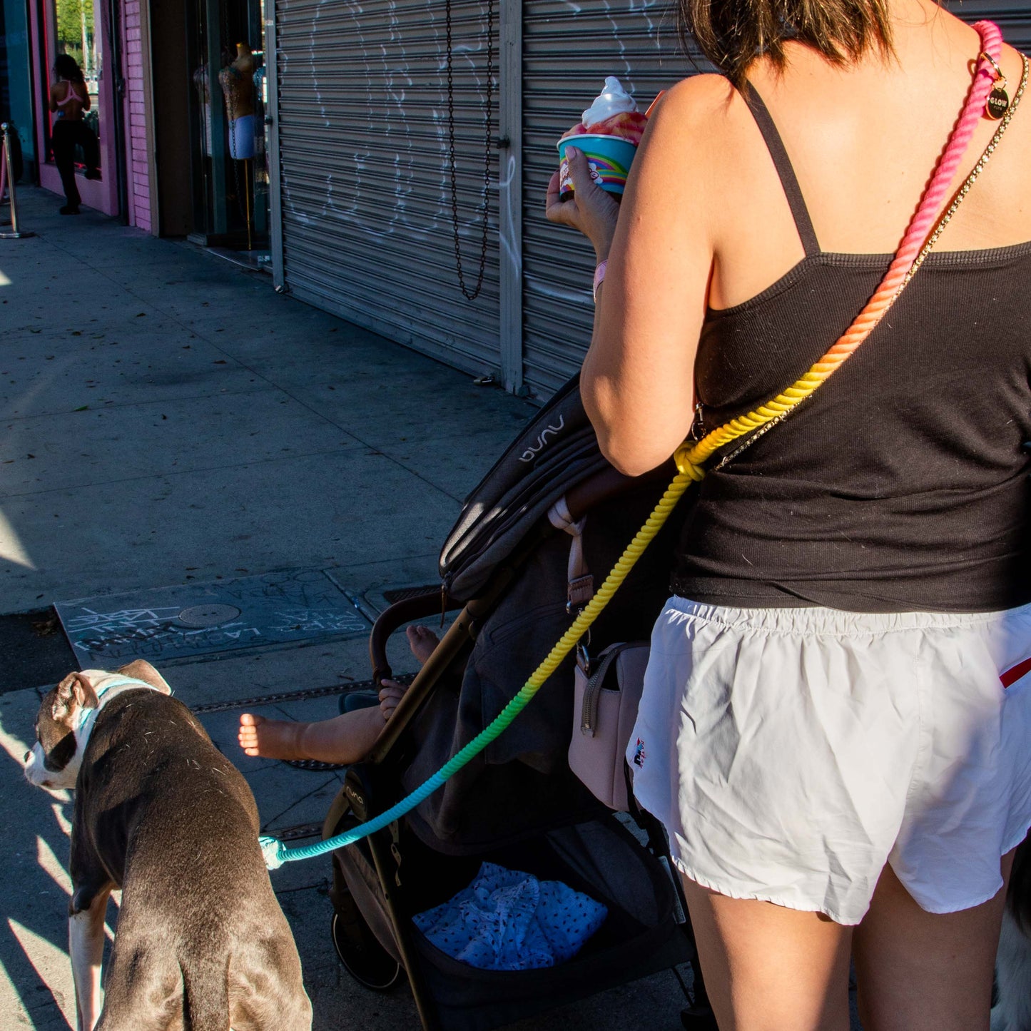Rainbow Hands-Free Cotton Rope Leash - Glow Pups