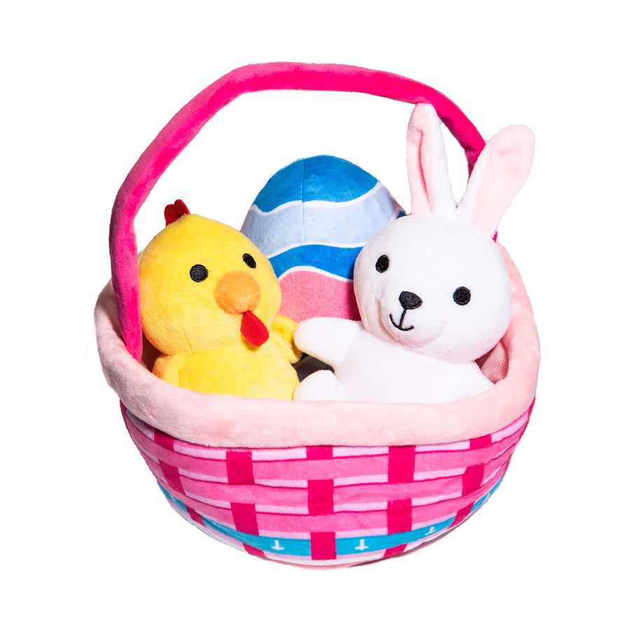 Easter Basket Dog Toy - Fun Spring Toy Set with Bunny, Chick & Egg - Glow Pups by Glow Pups
