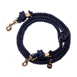 Navy Blue Hands Free Rope Leash Glow Pups For Dogs Handmade by Glow Pups