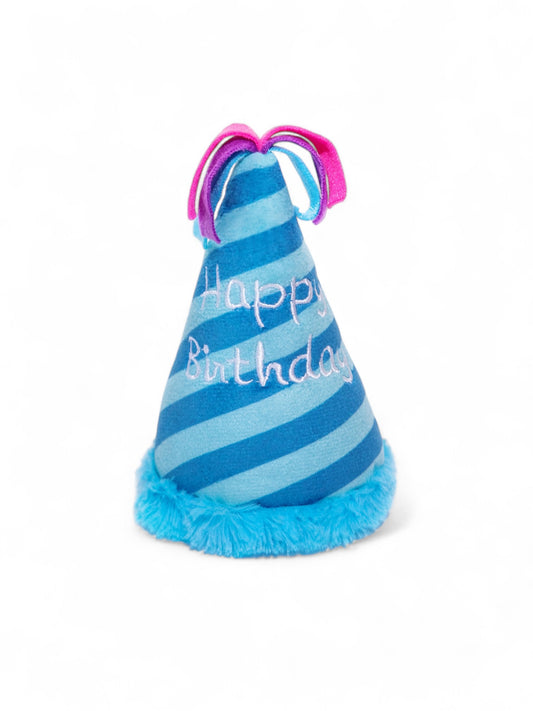 Squeaky Blue Birthday Hat Dog Toy