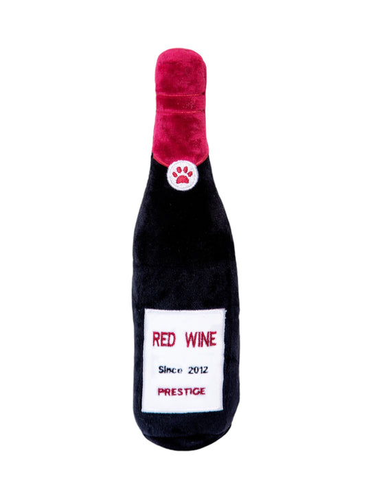 Pawty Pups Plush Red Wine Dog Toy with Squeaker 🍷