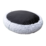 Luxurious Faux Fur Dog Bed With Memory Foam Bolster, Cozy Oval Design, Removable Cover and Machine Washable , Non-Slip Base, Light Grey by Glow Pups