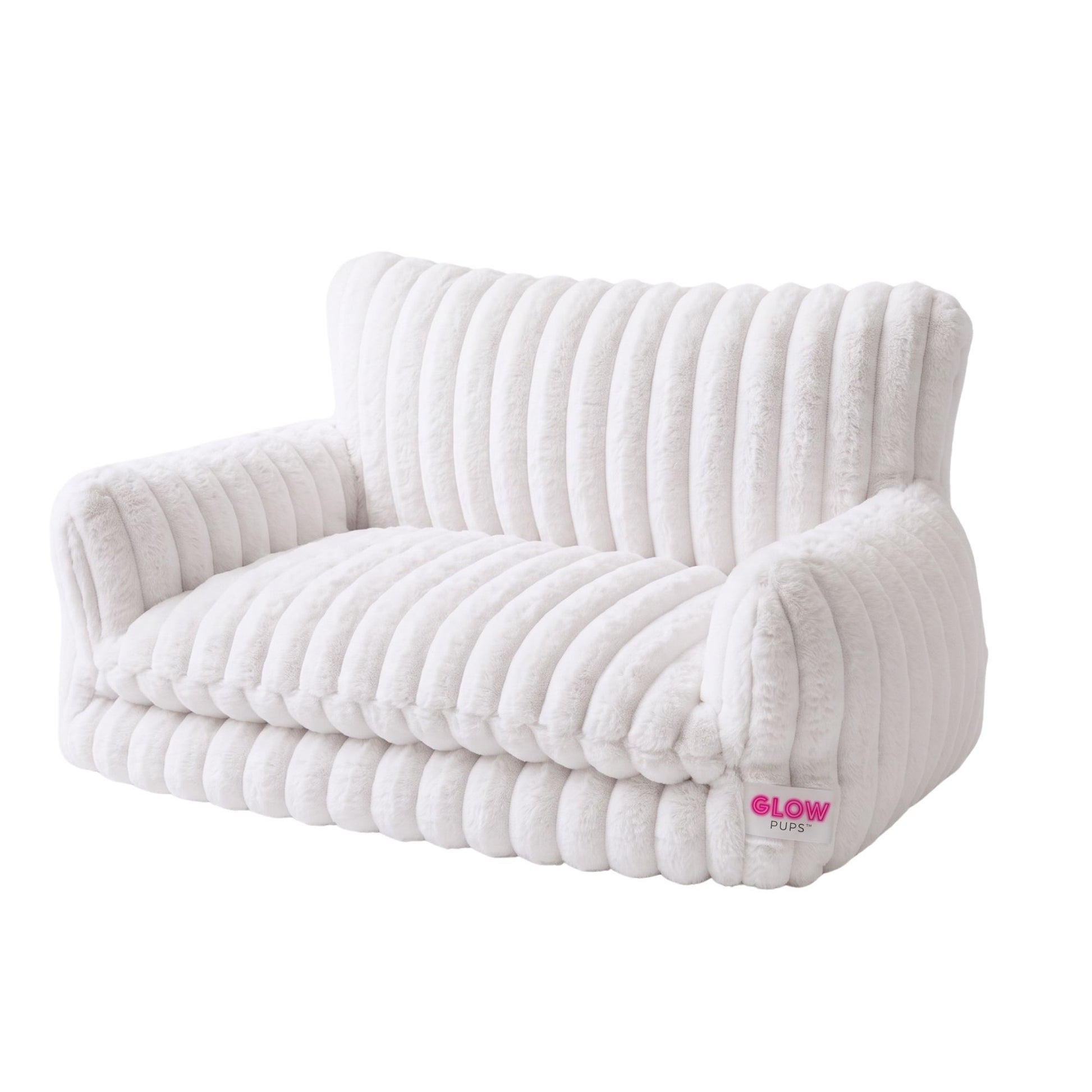 Glow Pups Faux Rabbit Fur Sofa Dog Bed Orthopedic, White by Glow Pups