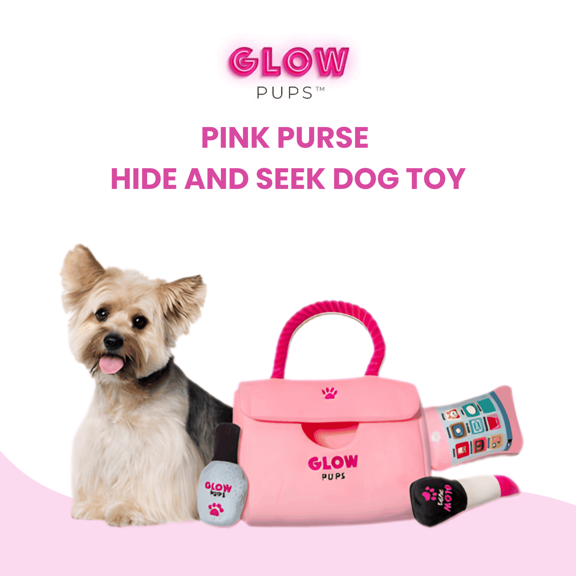 Pink Purse Hide-and-Seek Plush Dog Toy Set - Glow Pups by Glow Pups